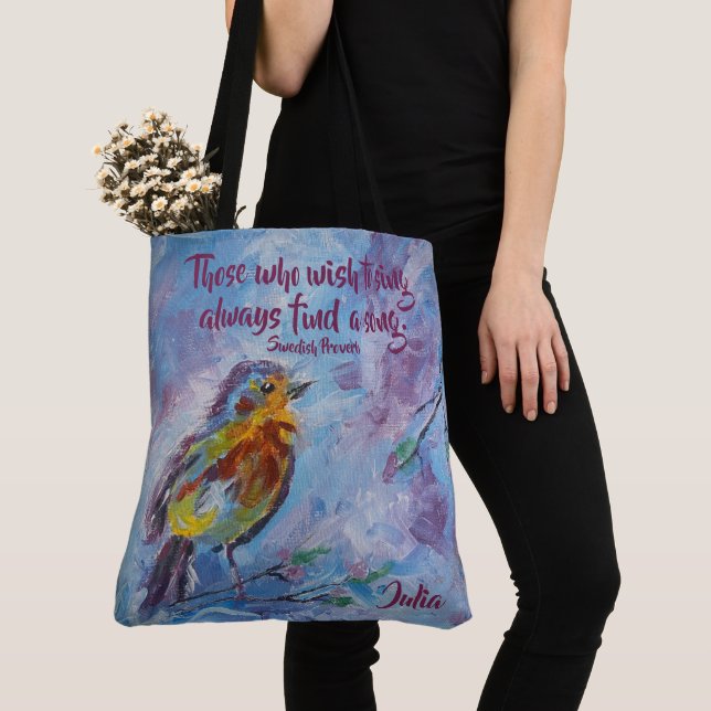 "Songbird of Hope" Tote (large) Bag (Close Up)