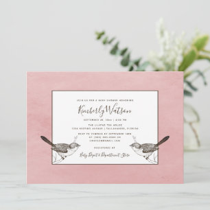 Songbird Pair Baby Shower Pink Invitation