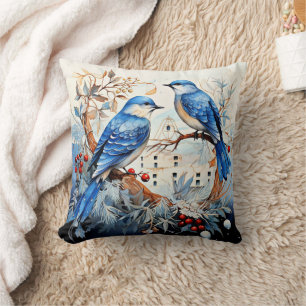 Songbirds, delightful illustration, cushion