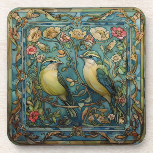 Songbirds in Love Romantic Art Nouveau Design Coaster