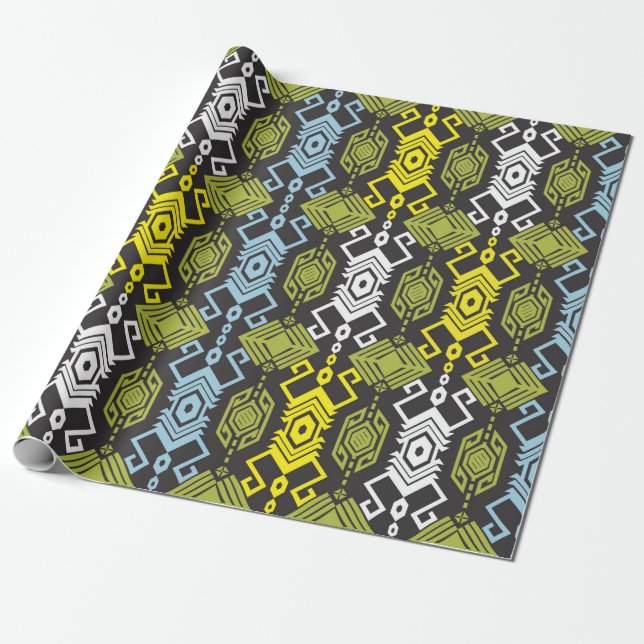 Songket Tenun Geometric Seamless Pattern with Crea Wrapping Paper (Unrolled)