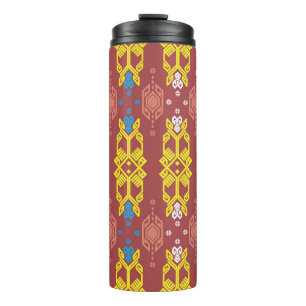 Songket Tenun Geometrik Seamless Pattern with Crea Thermal Tumbler
