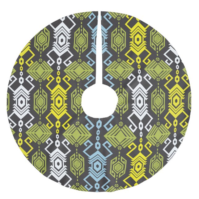 Songket Tenun: Traditional Indonesian Motif. Brushed Polyester Tree Skirt (Front)