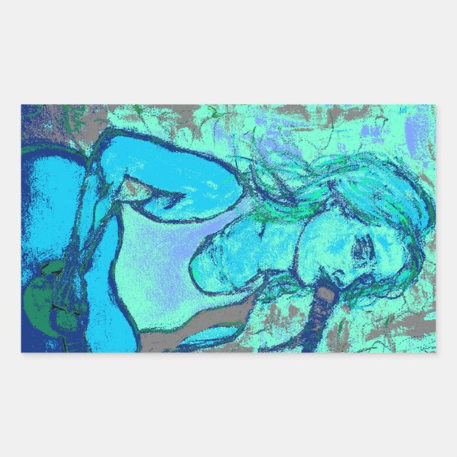 songstress screenprint look rectangular sticker (Front)