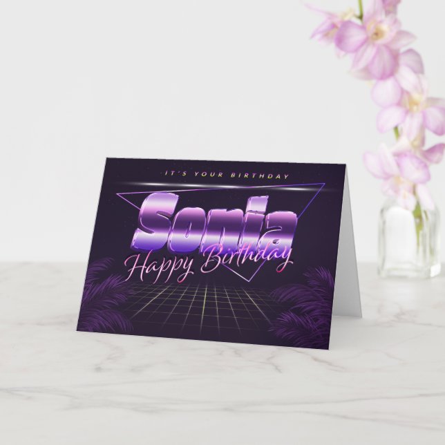 Sonia Name First name pura retro card Birthday (Orchid)