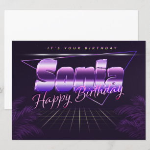 Sonia Name Vorname lila retro Karte Geburtstag Card