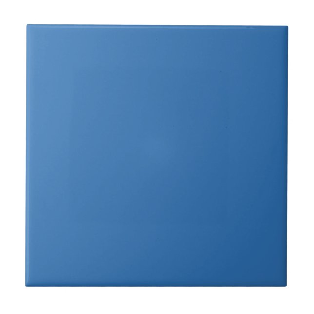 Sonic Blue Solid Colour Print, Jewel Tone Colours Ceramic Tile (Front)