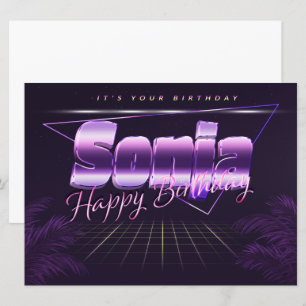 Sonja Name Vorname lila retro Karte Geburtstag Card