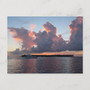 Sonnenuntergang am Meer mit Schiff Postcard