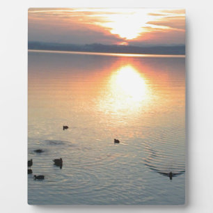 Sonnenuntergang am See mit Enten Plaque