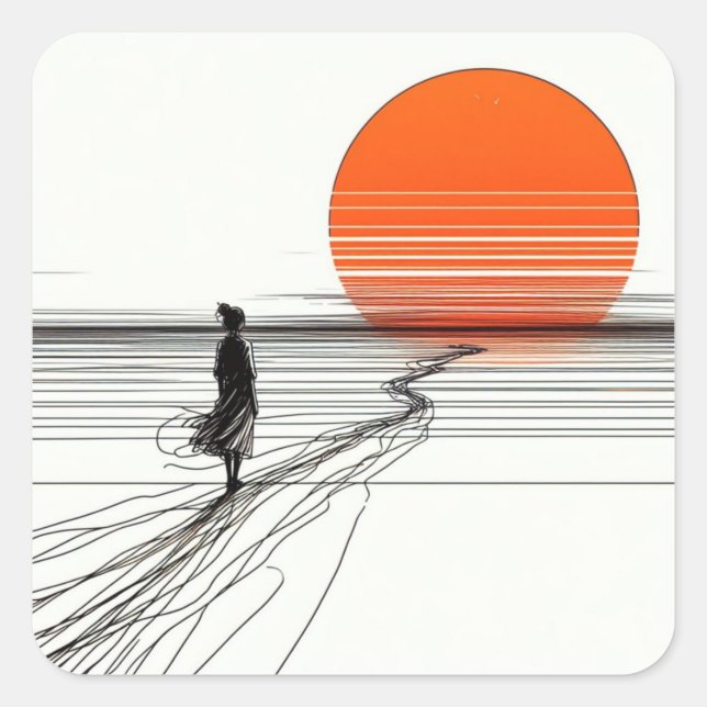 Sonnenuntergang Square Sticker (Front)