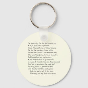Sonnet # 10 by William Shakespeare Key Ring