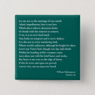 Sonnet 116Let me not to the marriage of true minds 15 Cm Square Badge