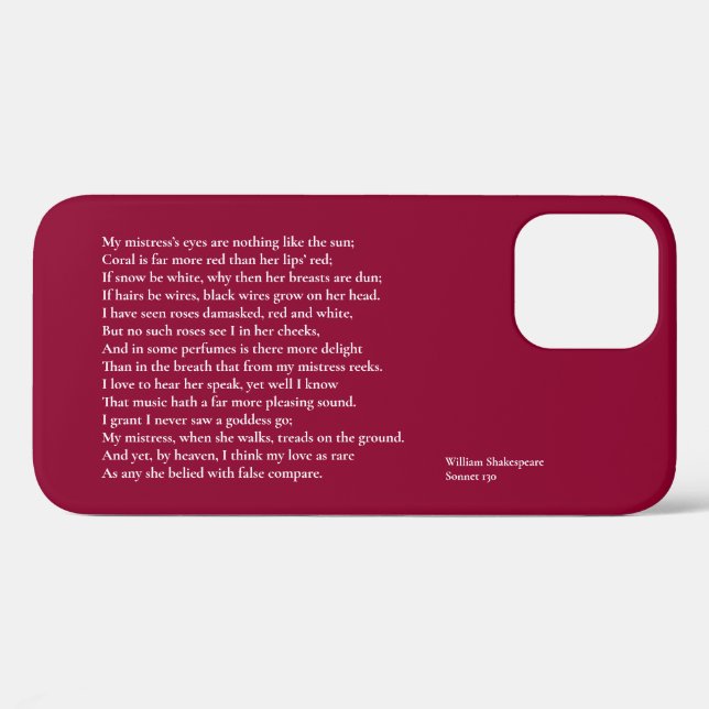 Sonnet 130 My mistress' eyes are nothing like the  Case-Mate iPhone Case (Back (Horizontal))