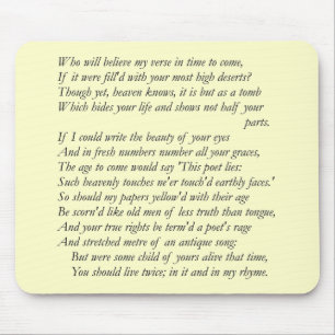 Sonnet # 17 by William Shakespeare Mouse Pad