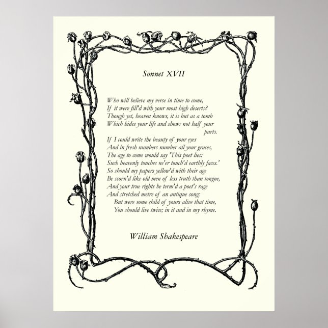 Sonnet # 17 by William Shakespeare Poster (Front)
