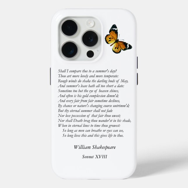 Sonnet # 18 by William Shakespeare Case-Mate iPhone Case (Back)