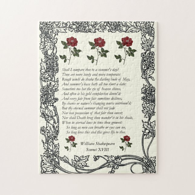 Sonnet # 18 by William Shakespeare Jigsaw Puzzle (Vertical)