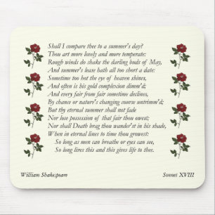 Sonnet # 18 by William Shakespeare Mouse Pad
