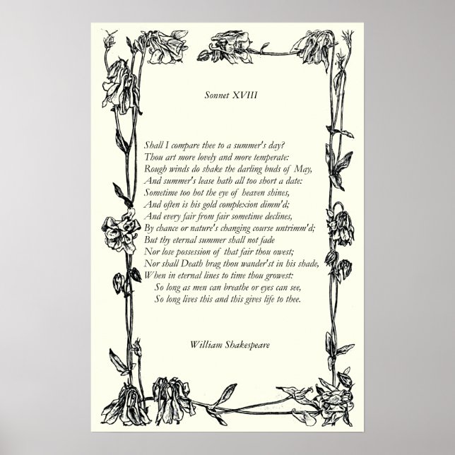 Sonnet # 18 by William Shakespeare Poster (Front)