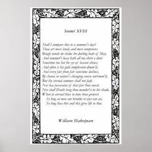 Sonnet # 18 by William Shakespeare Poster