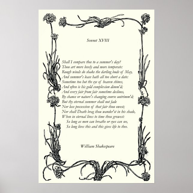 Sonnet # 18 by William Shakespeare Poster (Front)