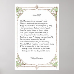 Sonnet # 18 by William Shakespeare Poster