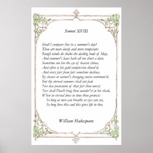 Sonnet # 18 by William Shakespeare Poster