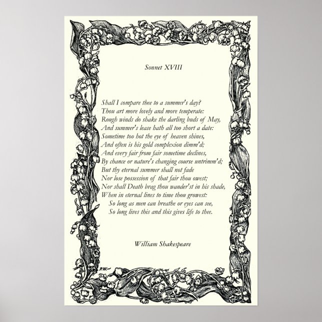 Sonnet # 18 by William Shakespeare Poster (Front)