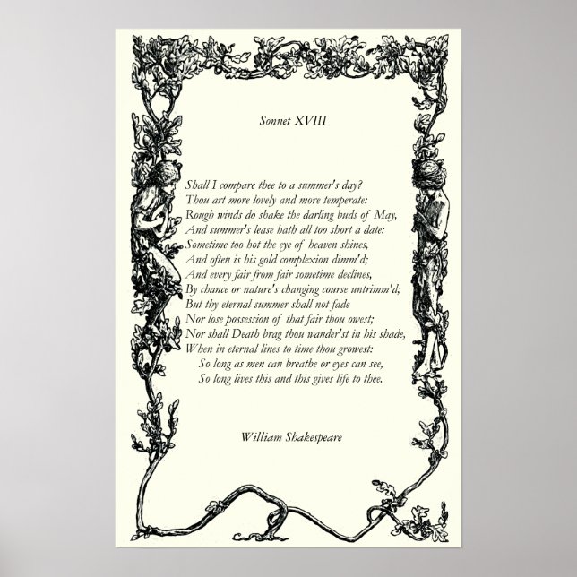 Sonnet # 18 by William Shakespeare Poster (Front)