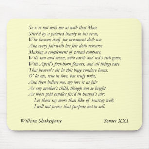 Sonnet # 21 by William Shakespeare Mouse Pad