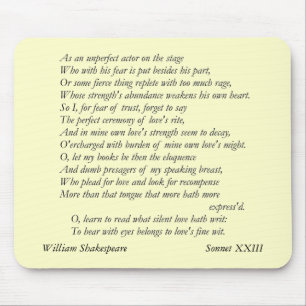 Sonnet # 23 by William Shakespeare Mouse Pad