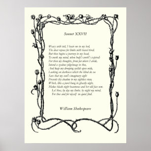 Sonnet # 27 by William Shakespeare Poster