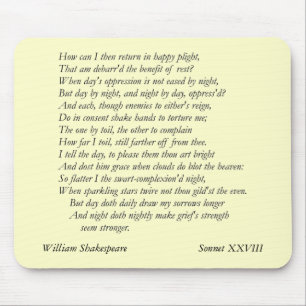 Sonnet # 28 by William Shakespeare Mouse Pad