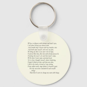 Sonnet # 29 by William Shakespeare Key Ring