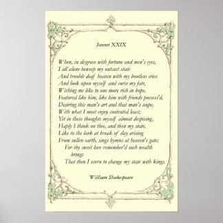 Sonnet # 29 by William Shakespeare Poster