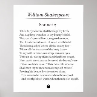 Sonnet 2 by William Shakespeare Poster