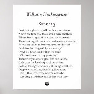Sonnet 3 by William Shakespeare Poster