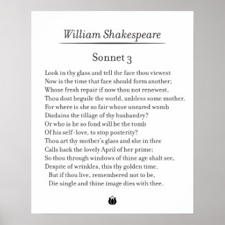 Sonnet 3 by William Shakespeare Poster