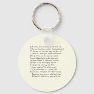 Sonnet # 40 by William Shakespeare Key Ring