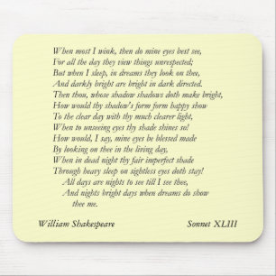 Sonnet # 43 by William Shakespeare Mouse Pad