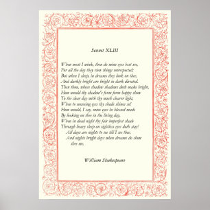 Sonnet # 43 by William Shakespeare Poster