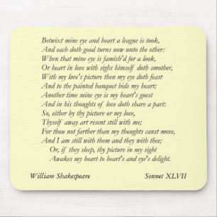 Sonnet # 47 by William Shakespeare Mouse Pad