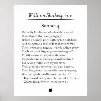Sonnet 4 by William Shakespeare  Poster
