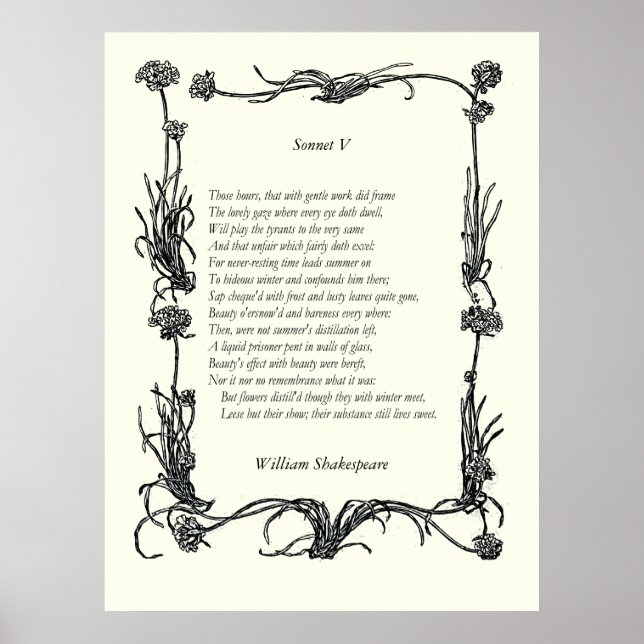 Sonnet # 5 by William Shakespeare Poster (Front)