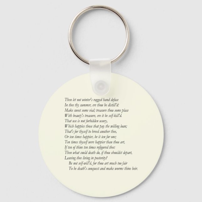 Sonnet # 6 by William Shakespeare Key Ring (Front)