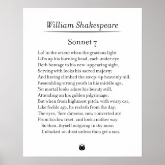 Sonnet 7 by William Shakespeare Poster