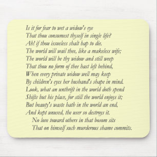 Sonnet # 9 by William Shakespeare Mouse Pad