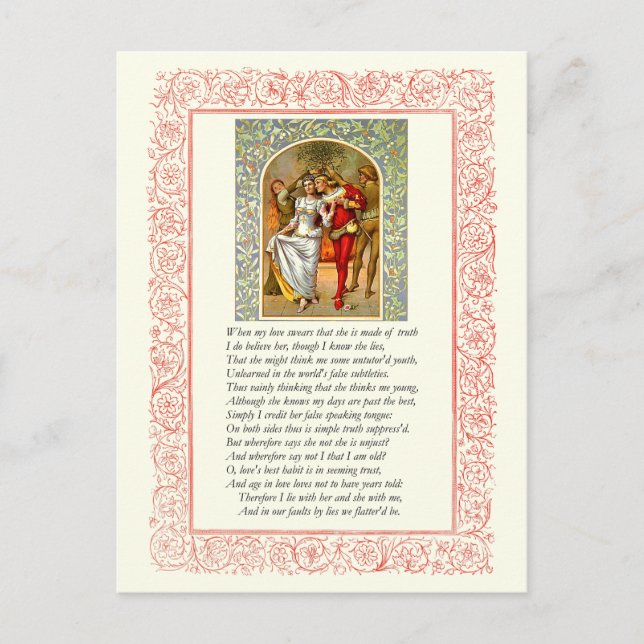 Sonnet Number 138 by William Shakespeare Postcard (Front)