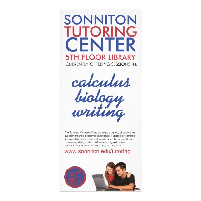 Sonniton Tutoring Centre Rack Card (Front)